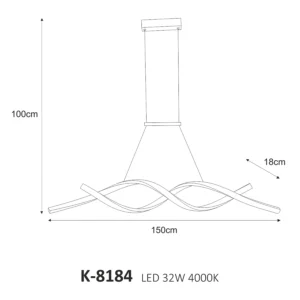 Lampa wisząca LED spirala 4000K K-8184 z serii BURGO czarna