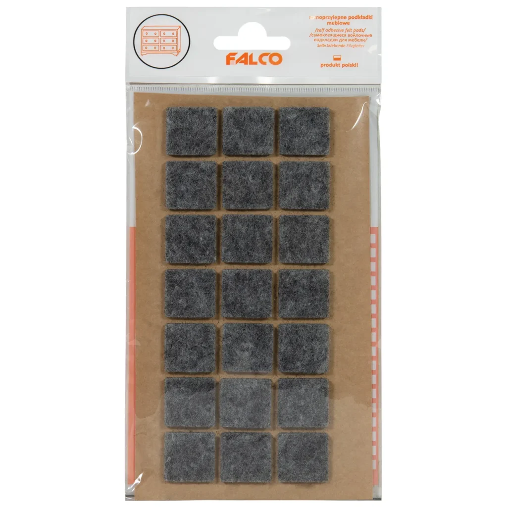 Samoprzylepne podkładki filcowe pod meble 20x20 mm - 21szt - Szare