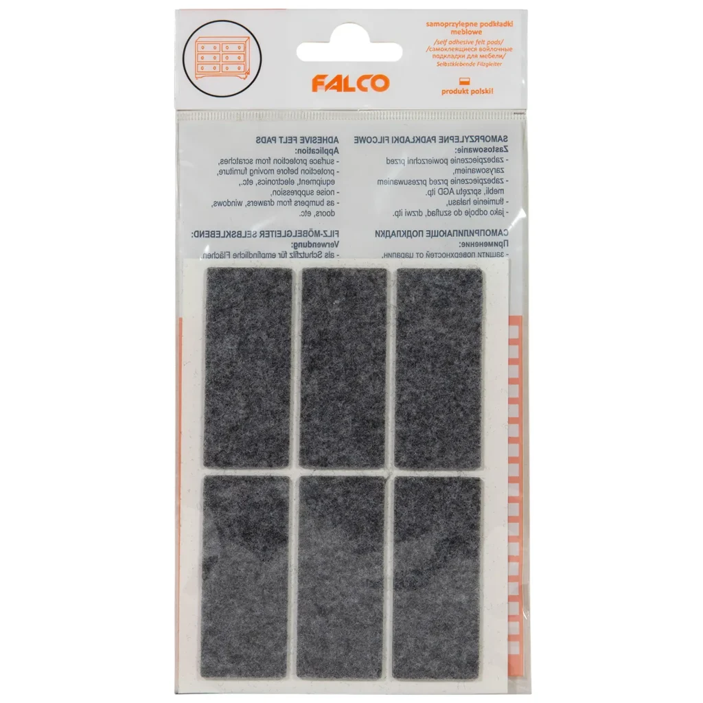 Samoprzylepne podkładki filcowe pod meble 25x60 mm - 6szt - Szare