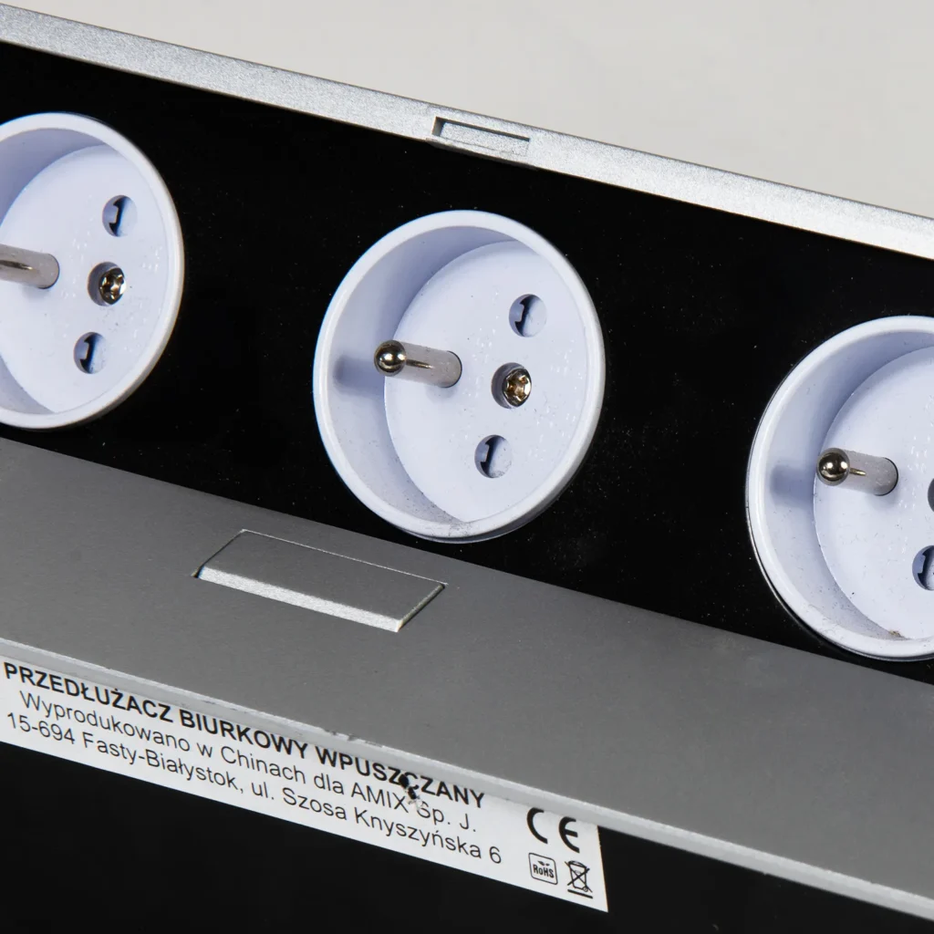 Gniazdo wpuszczane w blat FLEXIPORT bez kabla aluminium AMIX