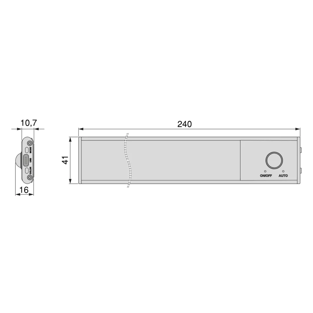 Lampka lampa oprawa LED Kaus USB L-240mm czujnik Szara Emuca