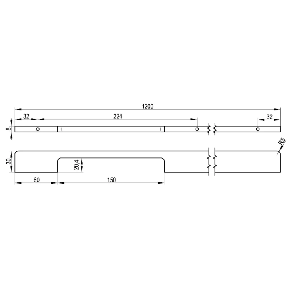 Uchwyt meblowy do szafek LINO L-1200mm Czarny REJS