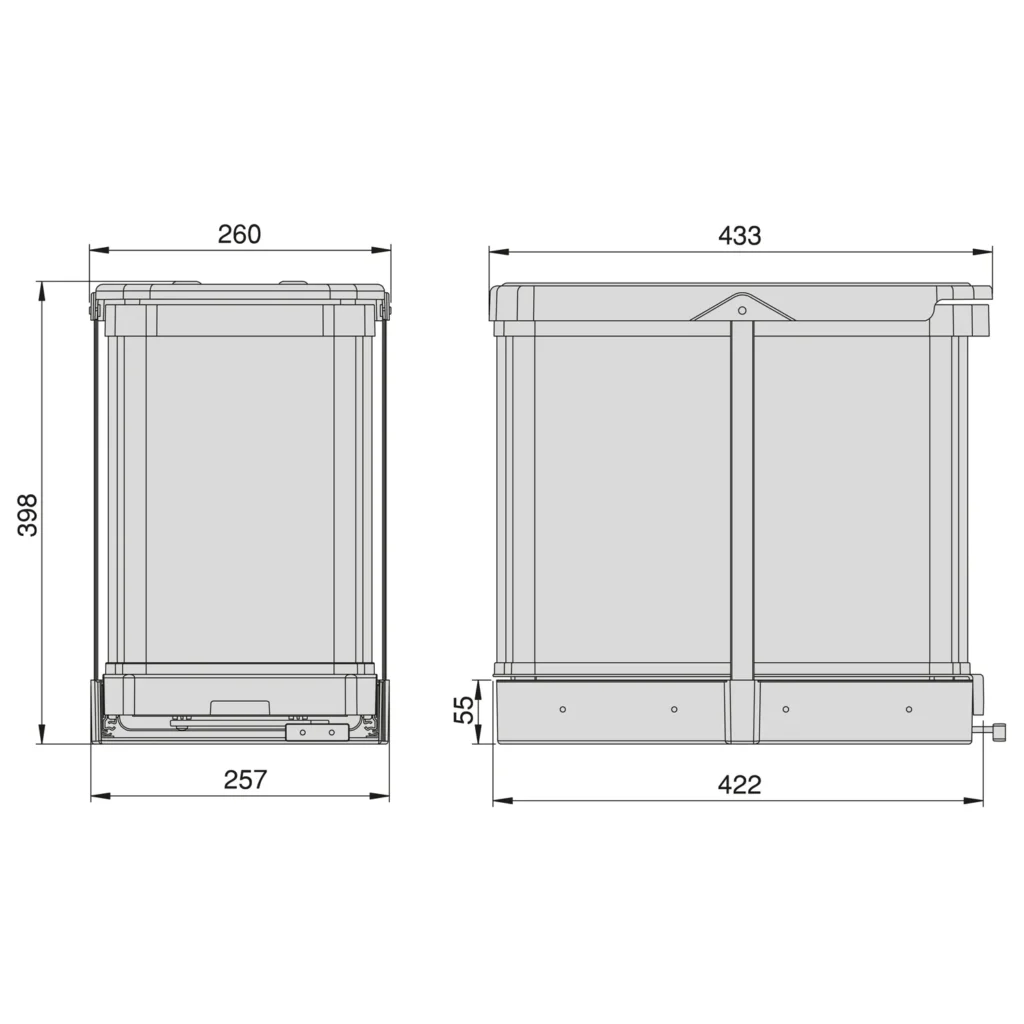 Kosz segregator na śmieci wysuwany 2x12L Inox EMUCA
