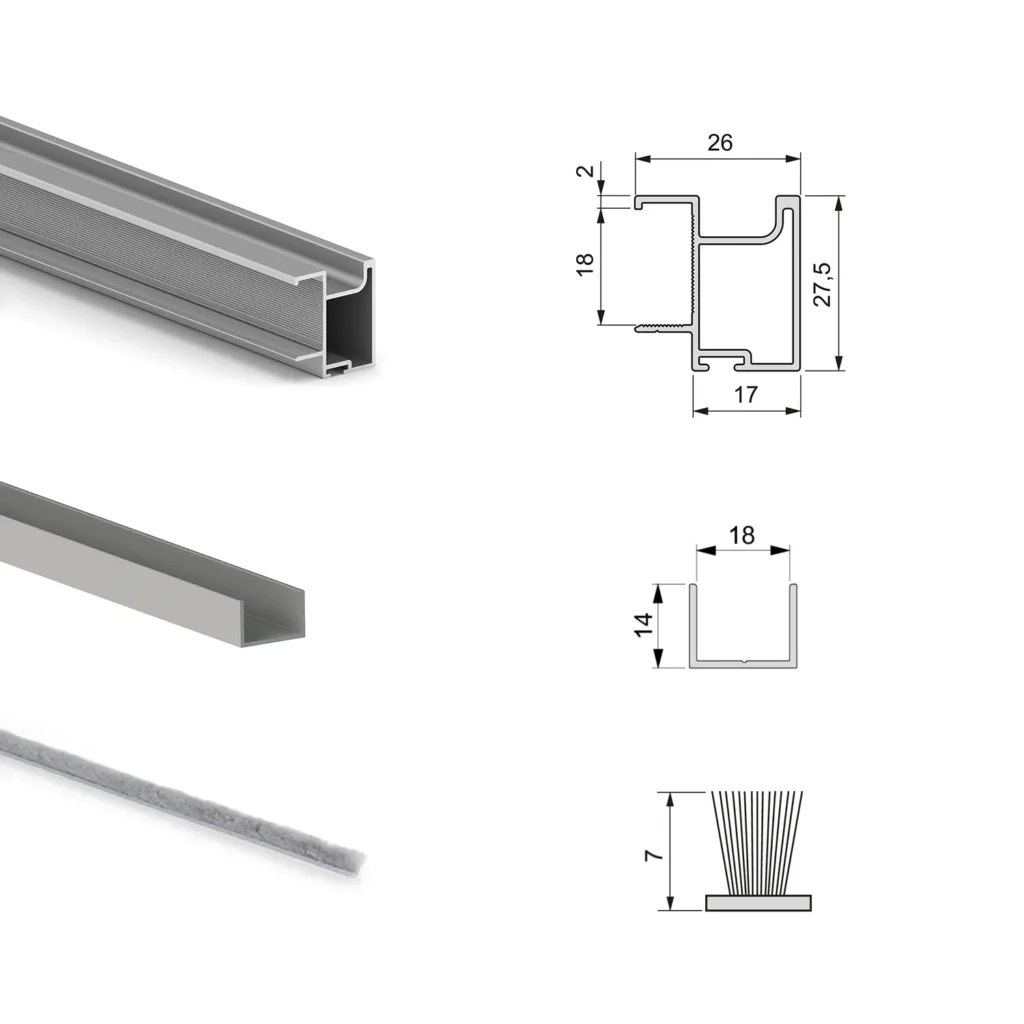 System przesuwny 2 dolnych drzwi Placard 74 z uchwytu Sharp 18mm, Cichy domyk