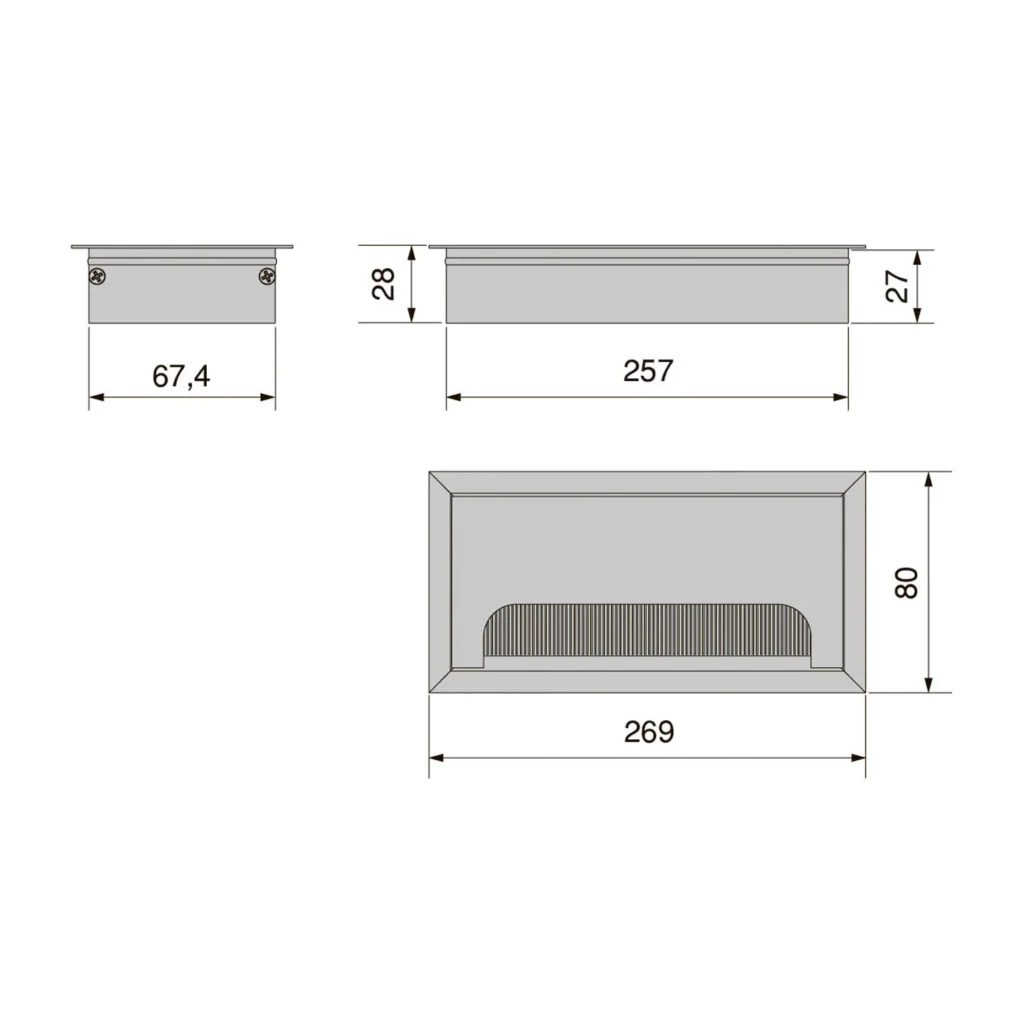 Przepust kablowy aluminiowy prostokątny 269x80mm Quadrum EMUCA Czarny