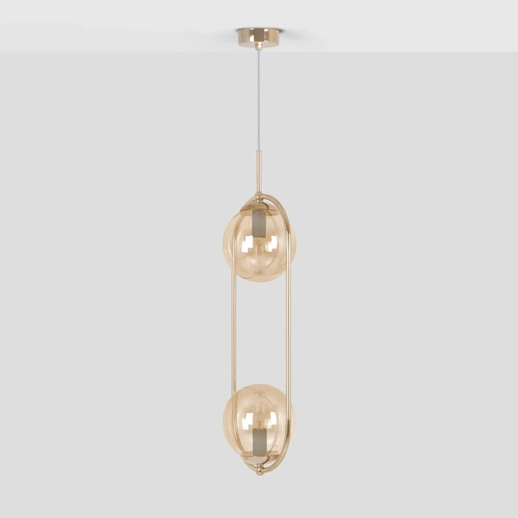 Lampa wisząca z bursztynowymi kloszami K-5397