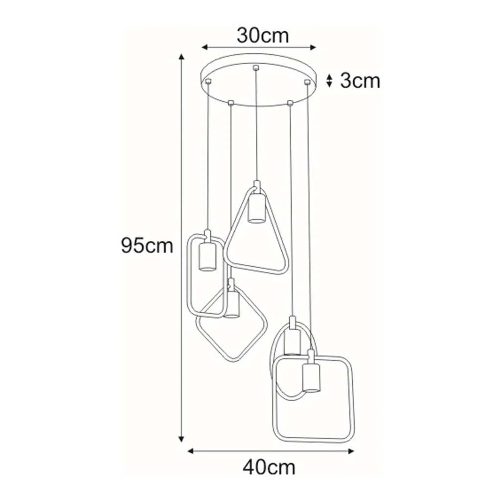 Duża lampa wisząca z geometrycznymi oprawkami K-3931 z serii GEO