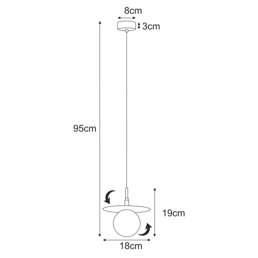 Lampa wisząca z czarną tarczą o regulowanym kącie nachylenia K-5370 SANTE