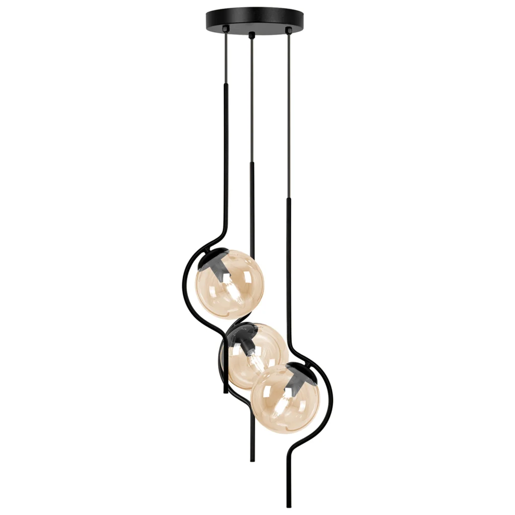 Wyjątkowa lampa wisząca do salonu, trzy klosze K-5338 z serii VELAWyjątkowa lampa wisząca do salonu, trzy klosze K-5338 z serii VELA