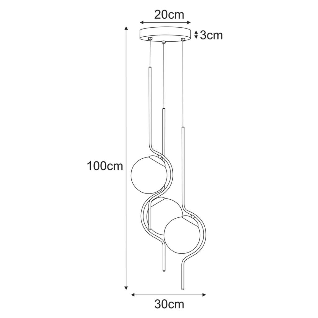 Wyjątkowa lampa wisząca do salonu, trzy klosze K-5338 z serii VELA