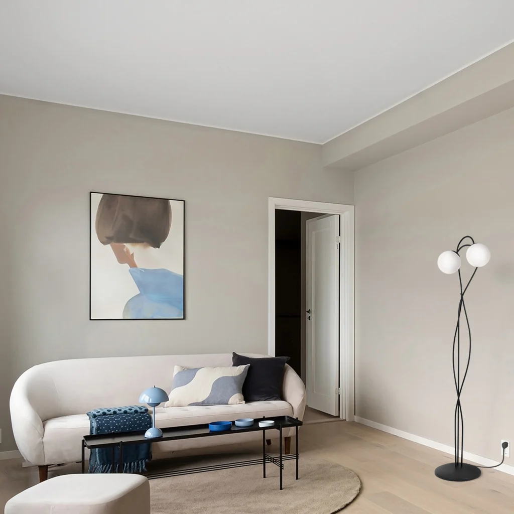 Elegancka lampa podłogowa, dwa punkty świetlne K-5353 z serii NELA