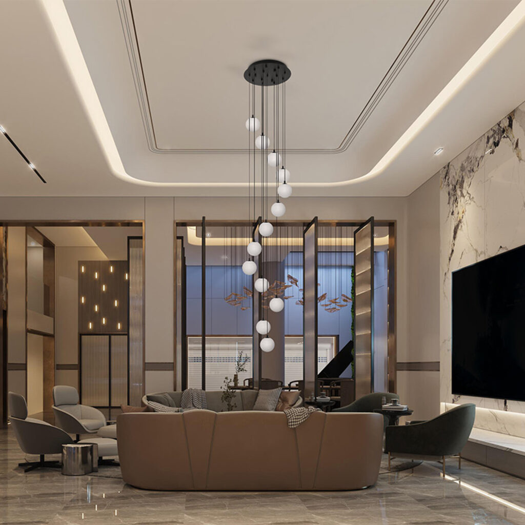 Lampa wisząca z 13 kloszami, do salonu KP-29 2,2m z serii ASPEN