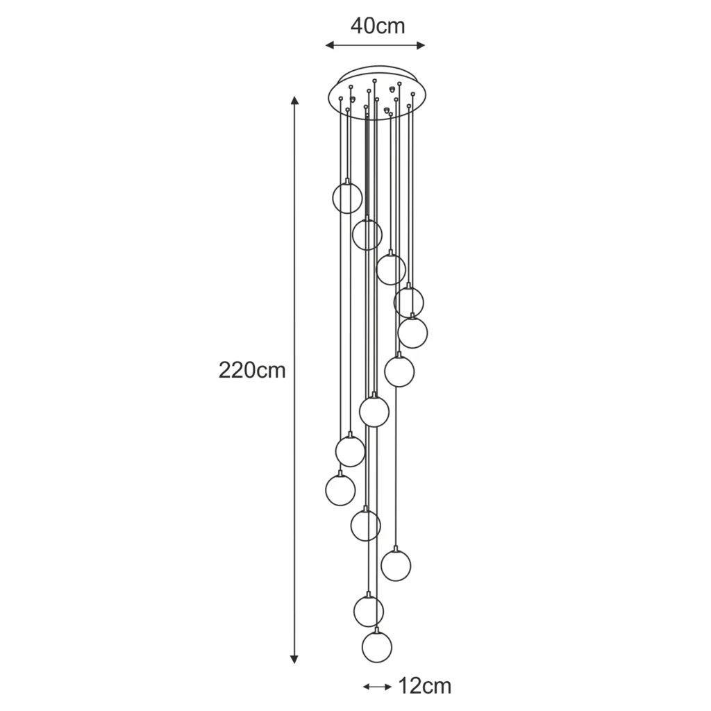 Lampa wisząca z 13 kloszami, do salonu KP-29 2,2m z serii ASPEN