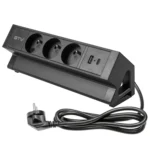 Gniazdo meblowe Basco z mocowaniem USB A+C, kabel 1,5m - czarne