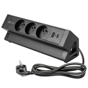Gniazdo meblowe Basco z mocowaniem USB A+C, kabel 1,5m - czarne