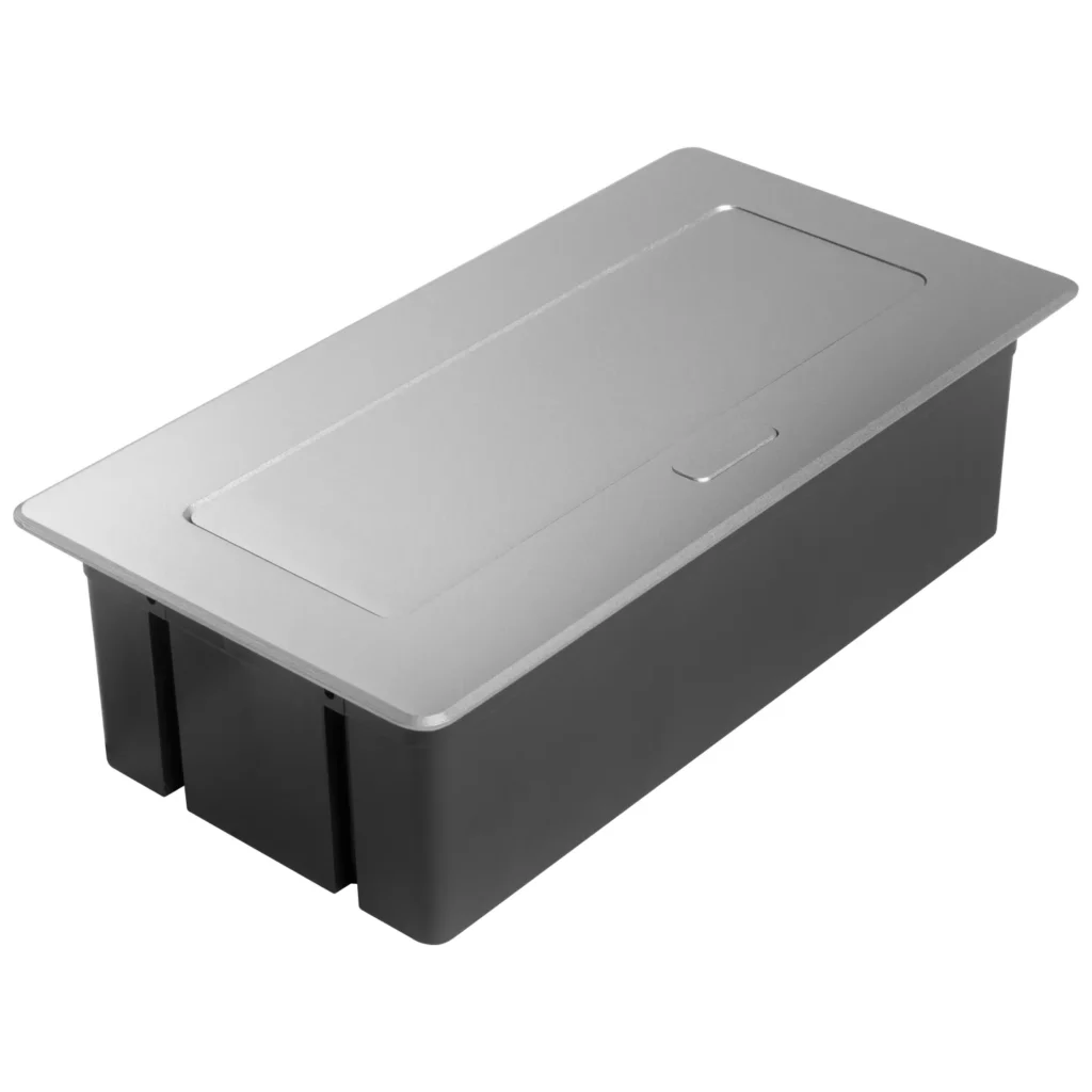 Gniazdo meblowe MULTISOFT wpuszczane w blat 2x gniazdo z uziemieniem, USB A+C RJ45 HDMI 2.0 GTV aluminium
