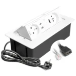 Gniazdo meblowe MULTISOFT wpuszczane w blat 2x gniazdo z uziemieniem, USB A+C RJ45 HDMI 2.0 GTV BIALE