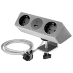 Gniazdo meblowe Sofito z mocowaniem USB A+C, kabel 1,5m - szary flok