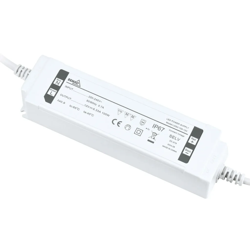 Zasilacz elektroniczny LED hermetyczny IP67 12V 100W Bemko