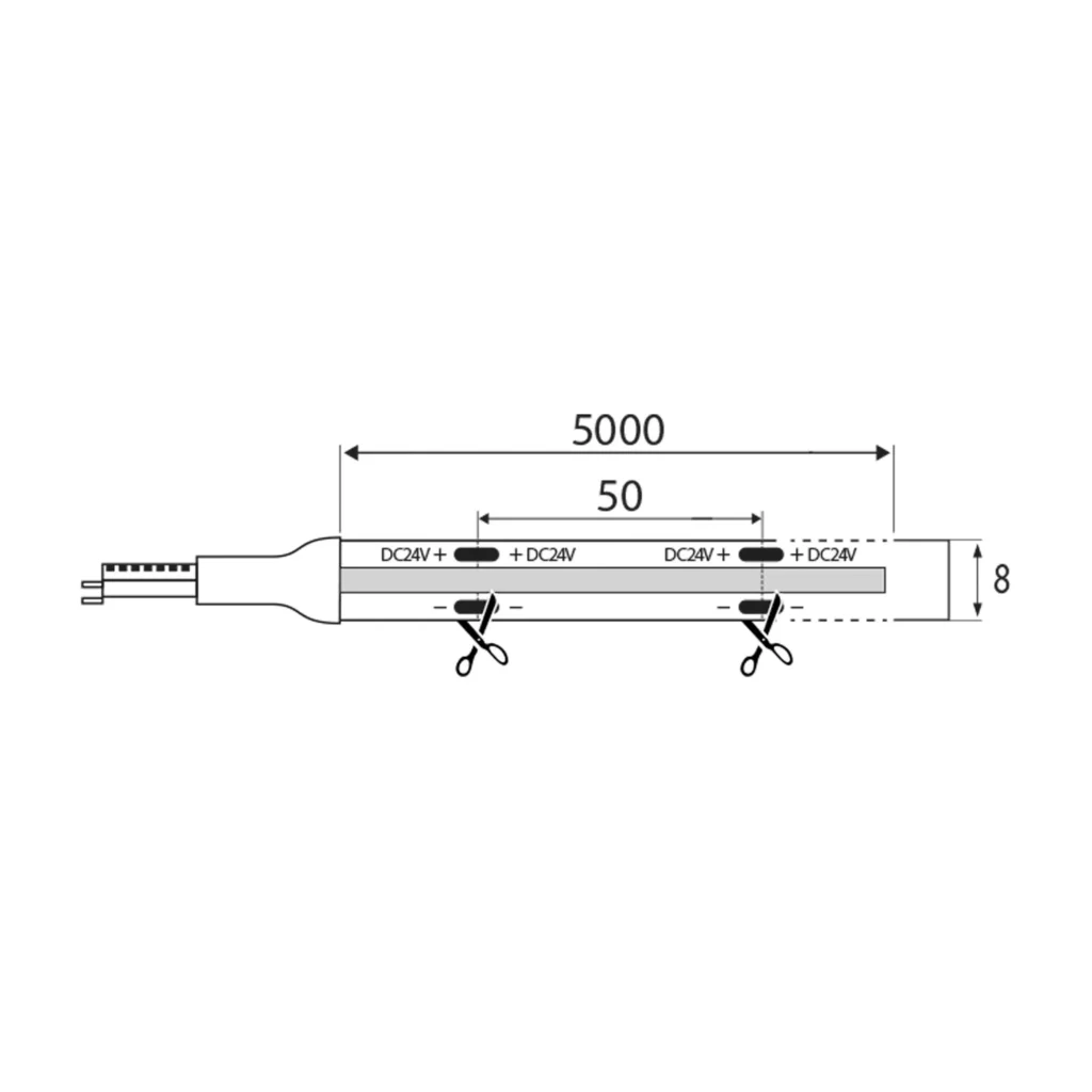 Taśma LED COB Premium 2400LED 5m 24V 14W/1m IP20 Biała zimna Bemko