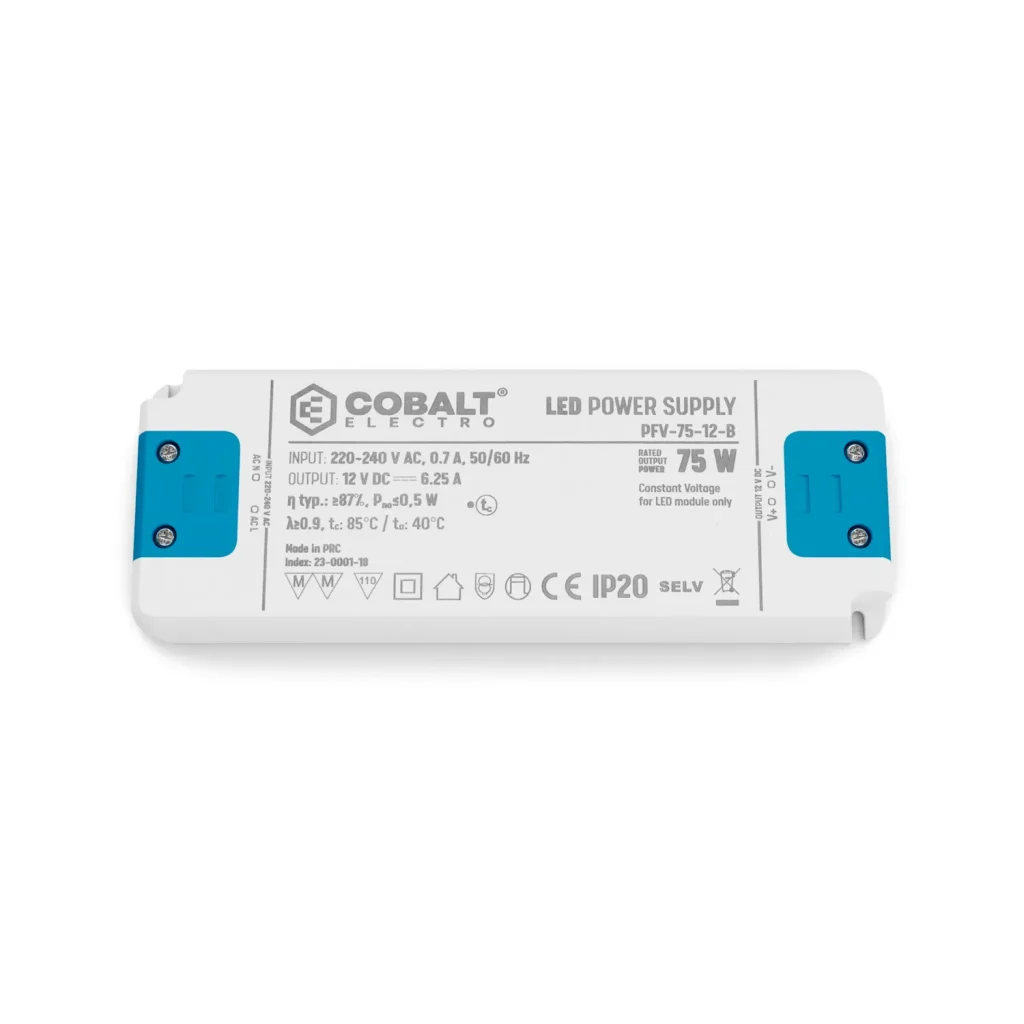 Zasilacz montażowy CobaltElectro do taśm LED 12V 75W IP20 PFV-75-12-B