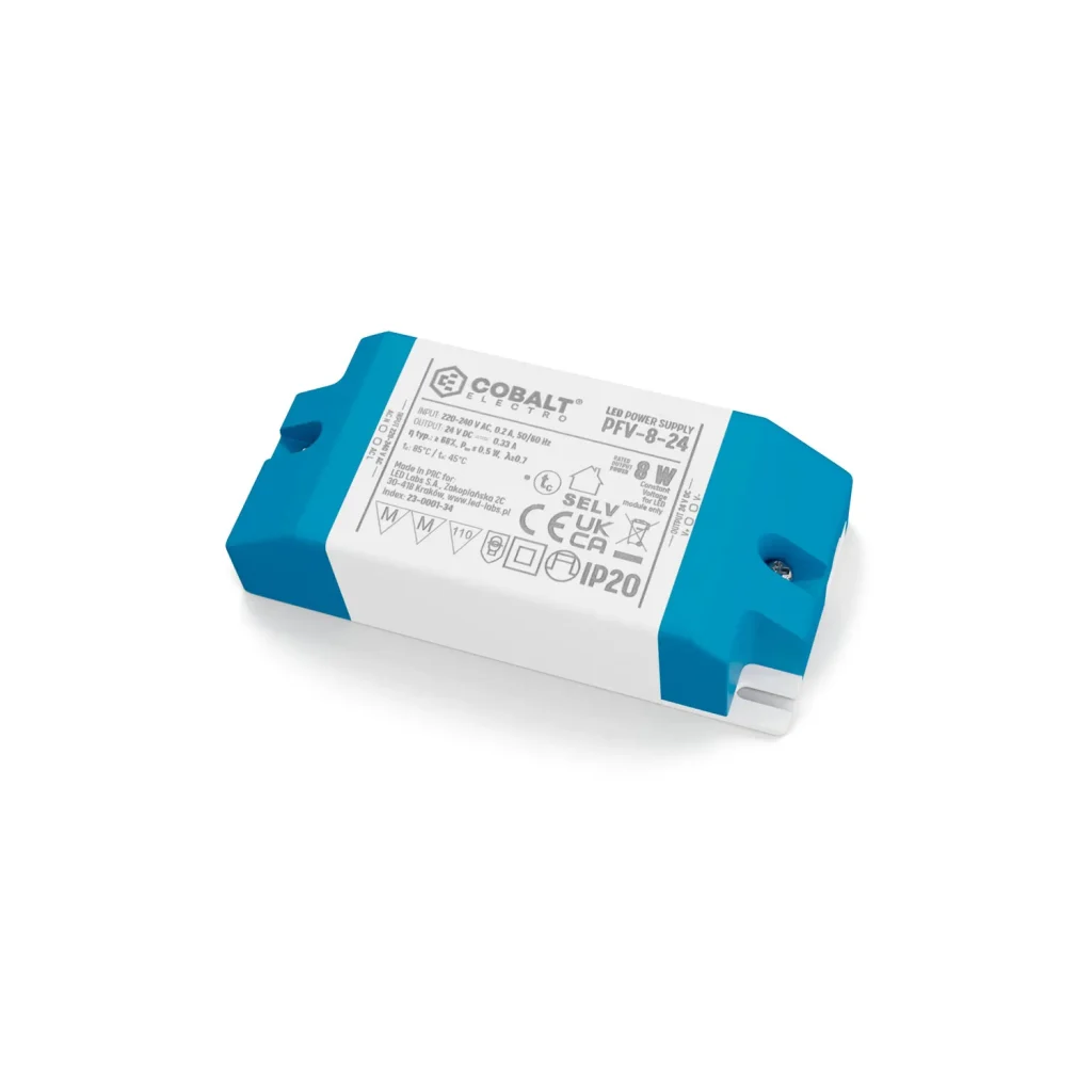 Zasilacz montażowy CobaltElectro do taśm LED 24V 8W IP20 PFV-8-24-B