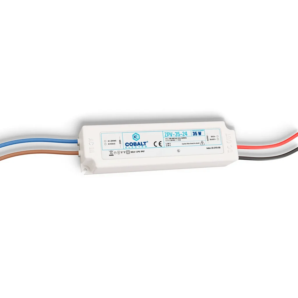 Zasilacz montażowy hermetyczny Cobalt Electro do taśm LED 12V 35W IP67 ZPV-35-24