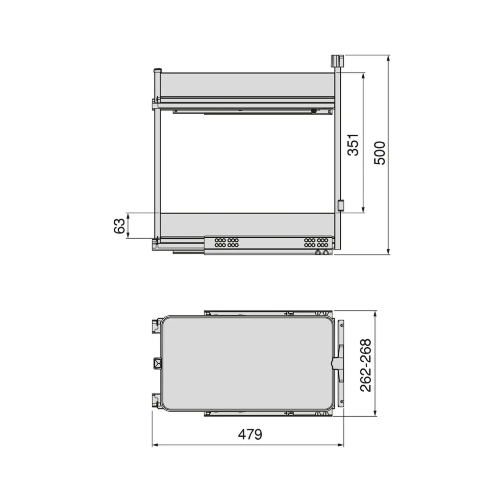 Kosz Cargo 2P Boczne HARMONY Antracyt do szafki 30 Emuca