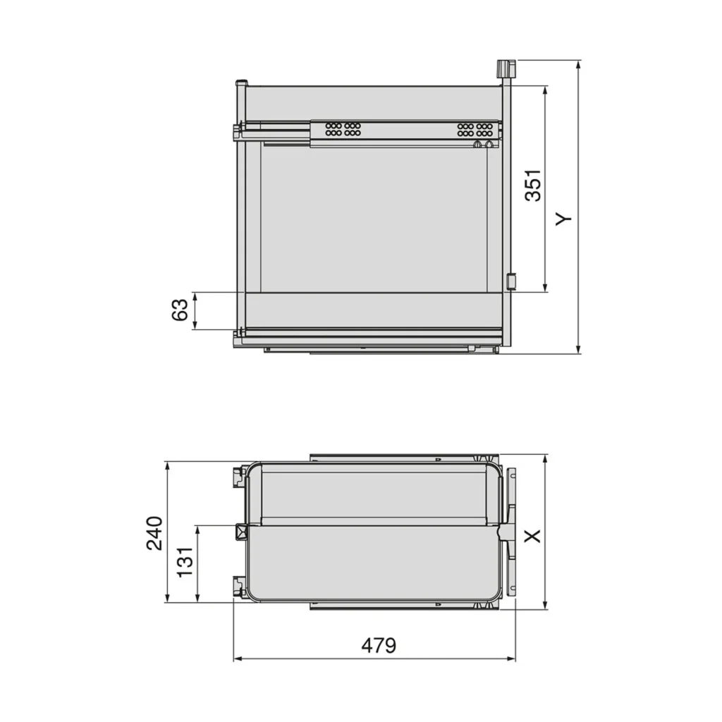 Kosz Cargo Boczne na pieczywo HARMONY Antracyt do szafki 30 Emuca