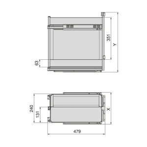 Kosz Cargo Boczne na pieczywo HARMONY Antracyt do szafki 30 Emuca