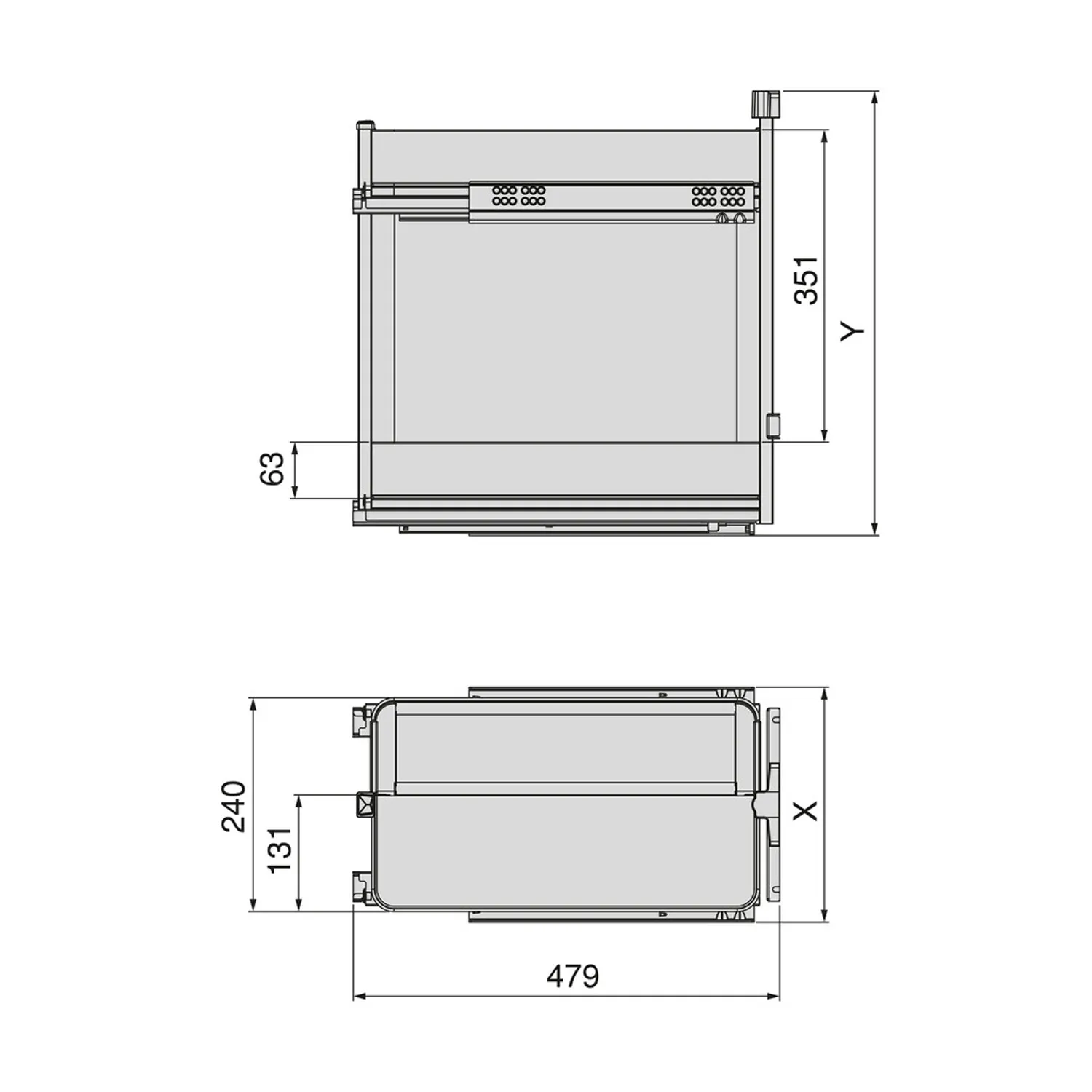Kosz Cargo Boczne na pieczywo HARMONY Antracyt do szafki 30 Emuca