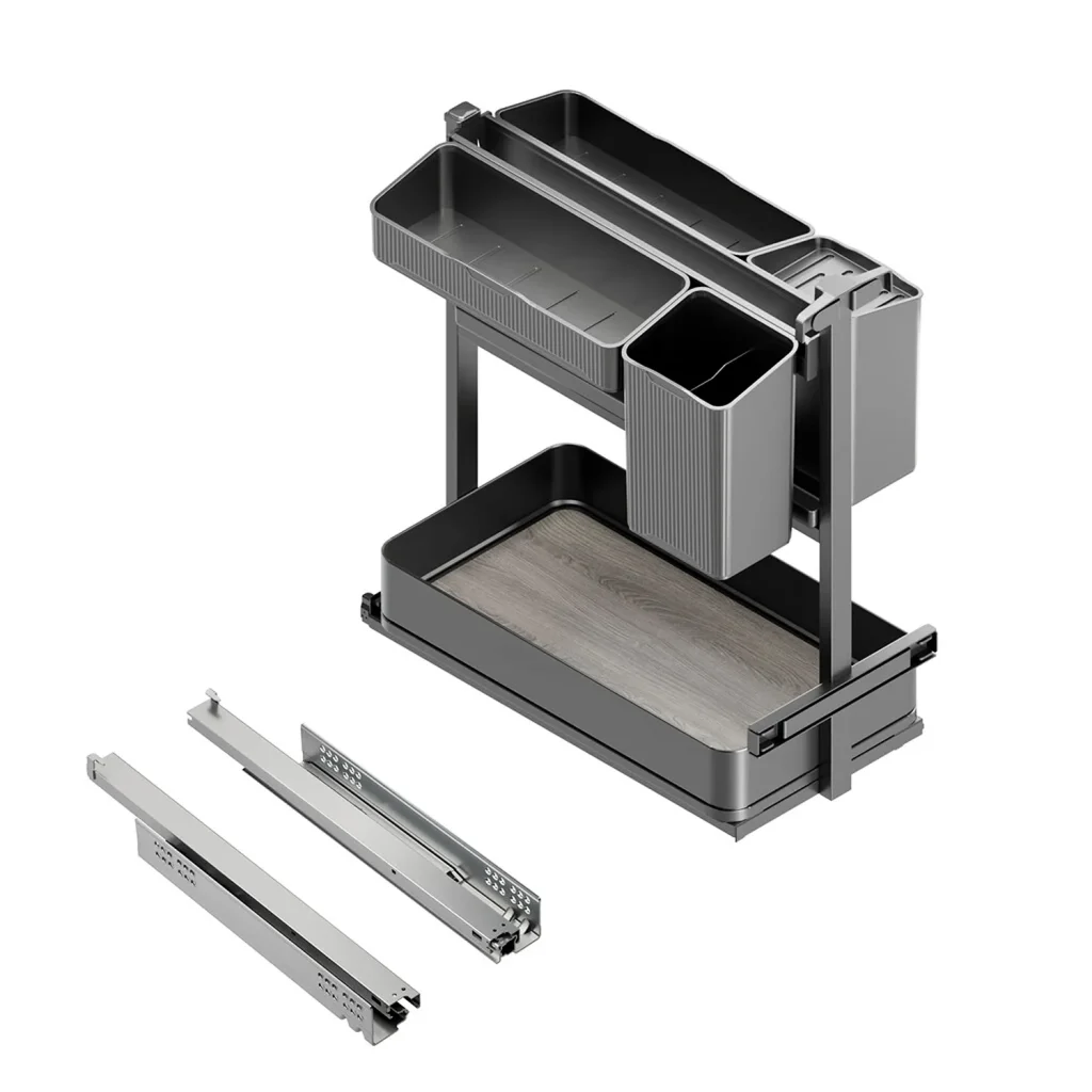 Kosz Cargo Dolne z koszykami HARMONY Antracyt do szafki 30 Emuca