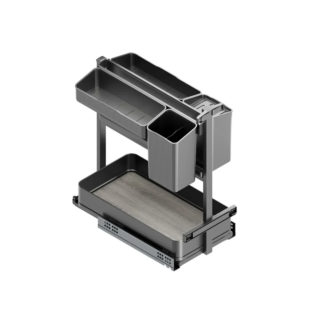 Kosz Cargo Dolne z koszykami HARMONY Antracyt do szafki 30 Emuca