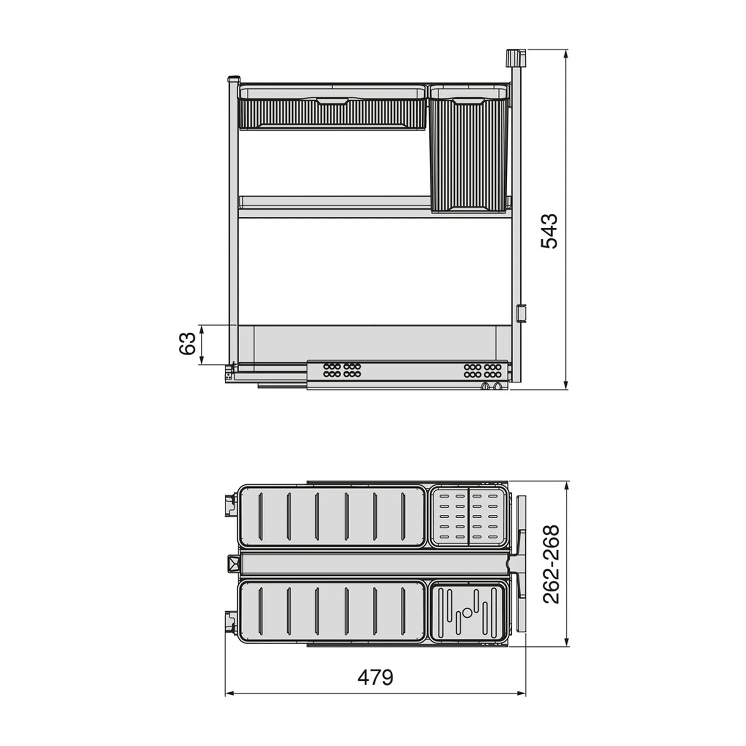 Kosz Cargo Dolne z koszykami HARMONY Antracyt do szafki 30 Emuca