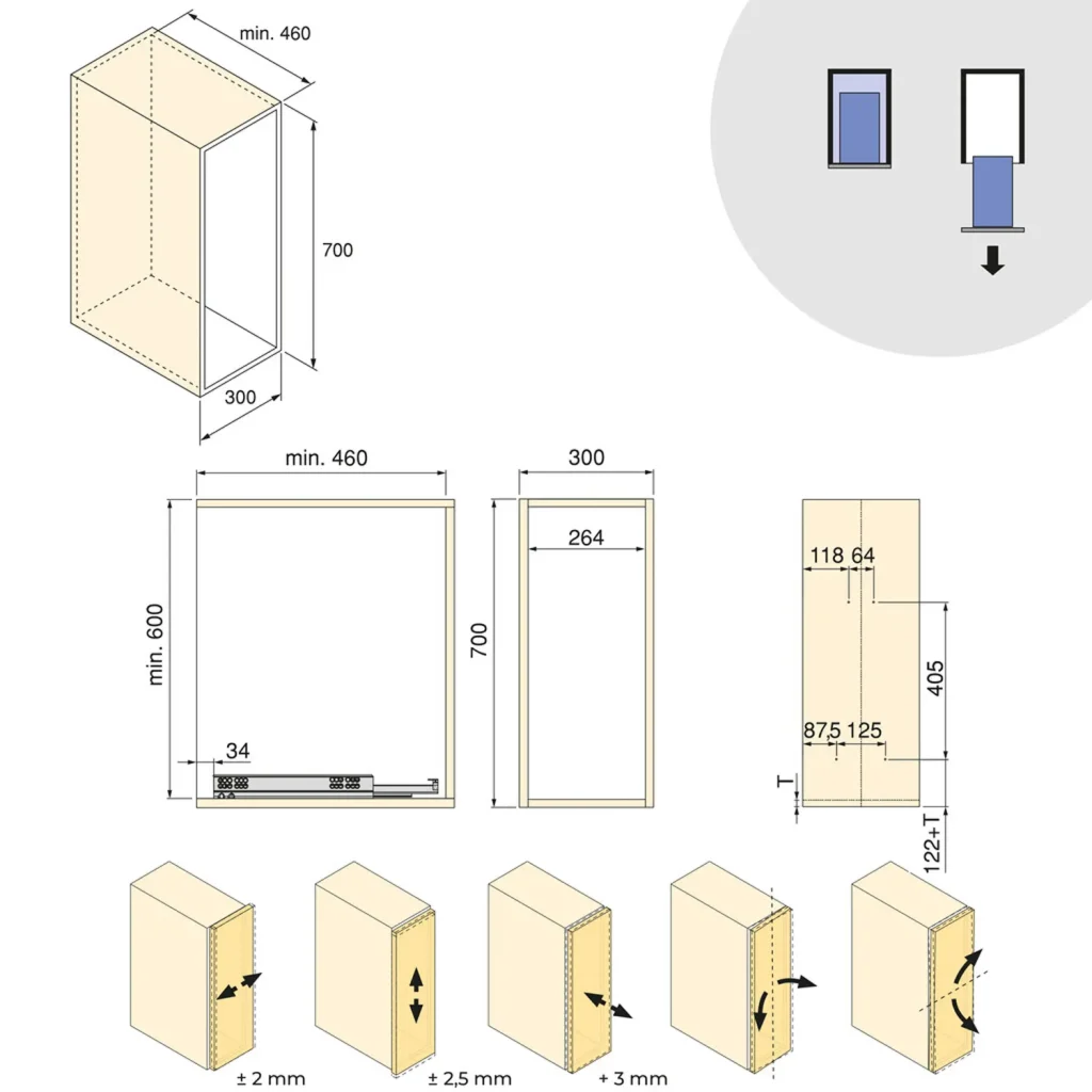 Kosz Cargo Dolne z koszykami HARMONY Antracyt do szafki 30 Emuca