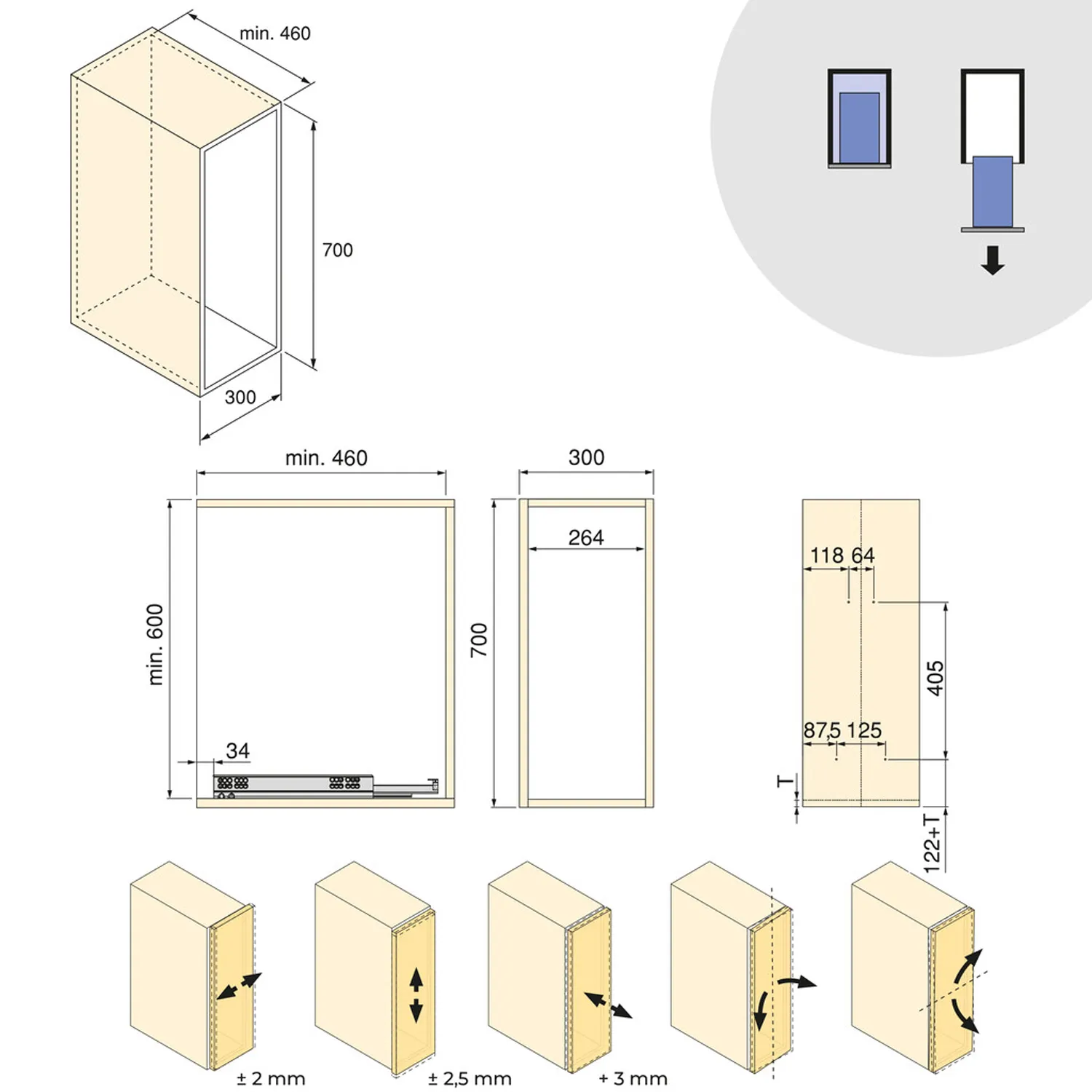 Kosz Cargo Dolne z koszykami HARMONY Antracyt do szafki 30 Emuca