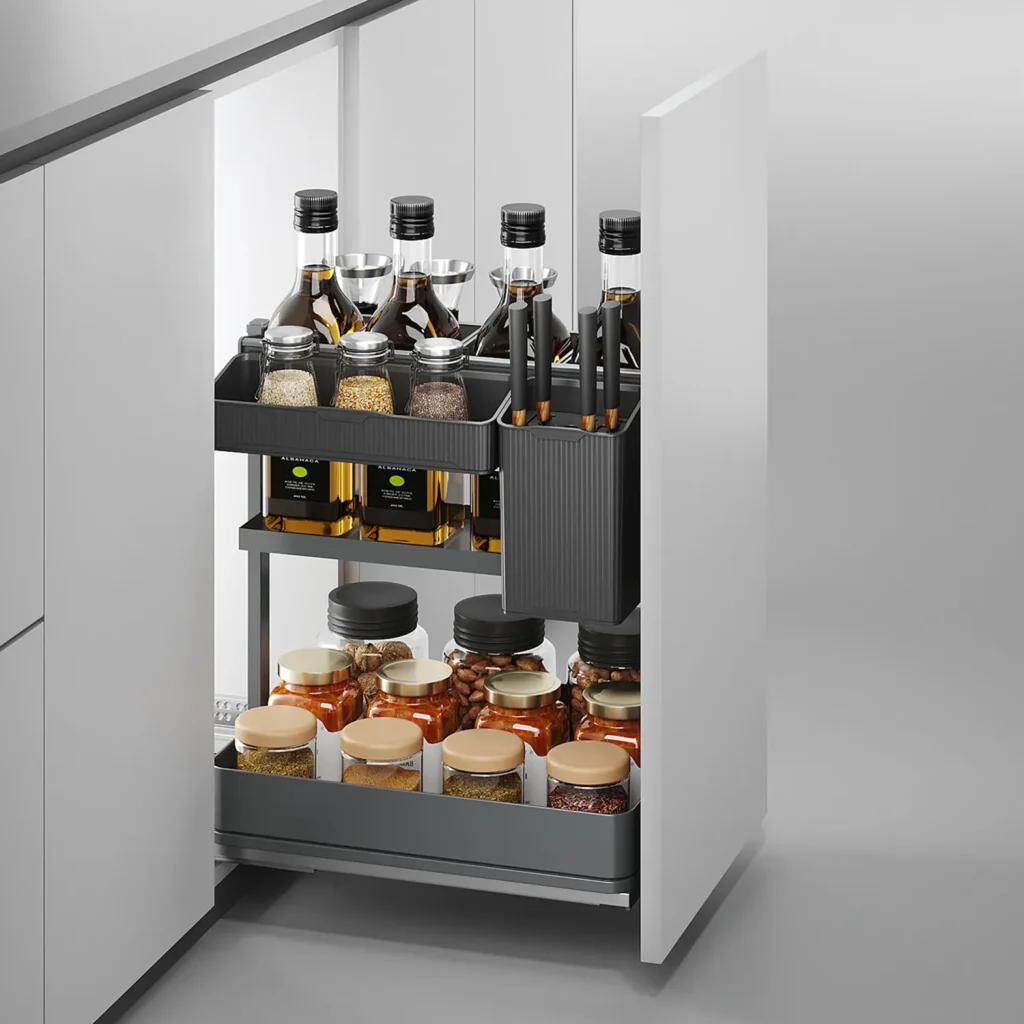 Kosz Cargo Dolne z koszykami HARMONY Antracyt do szafki 30 Emuca