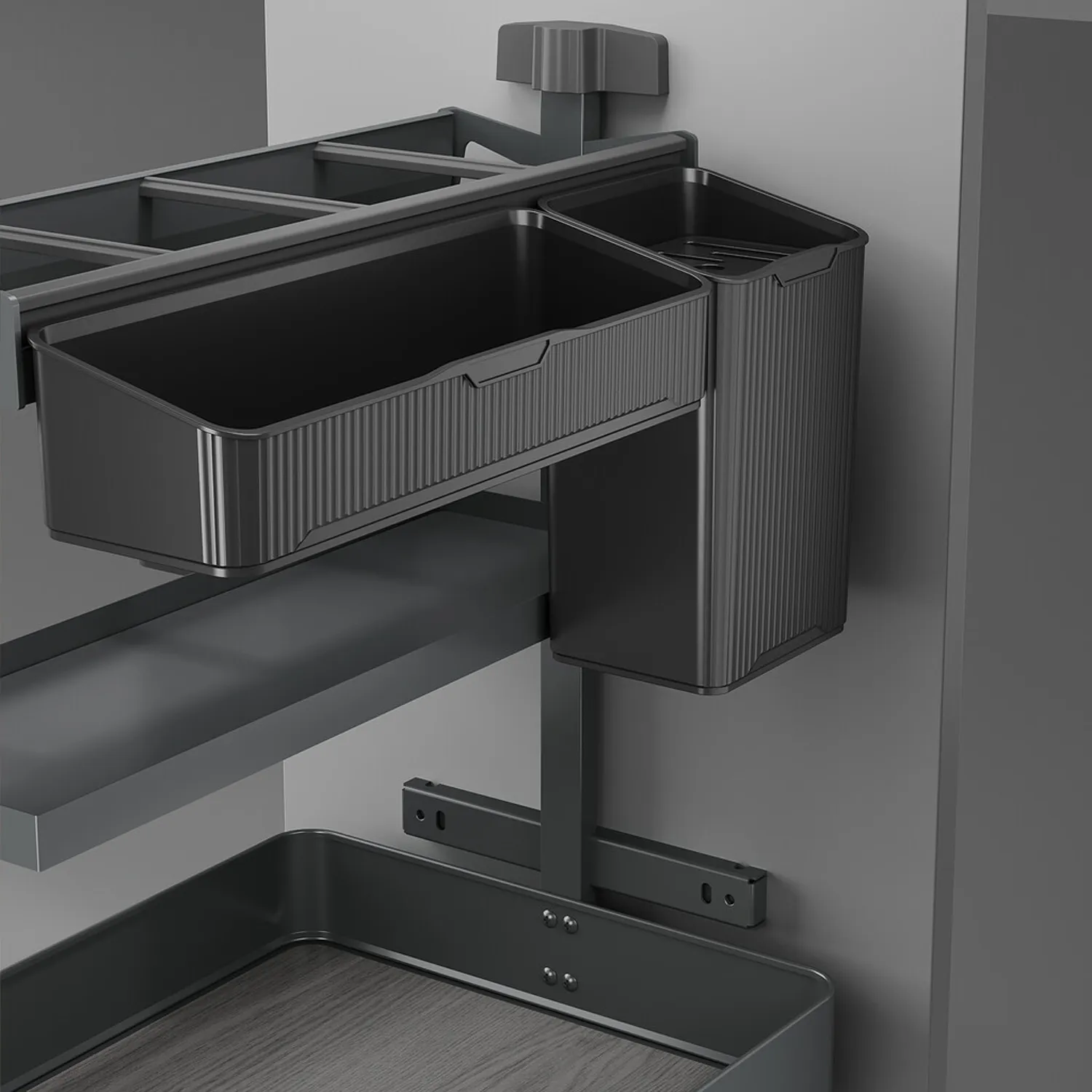 Kosz Cargo Dolne z koszykami HARMONY Antracyt do szafki 30 Emuca