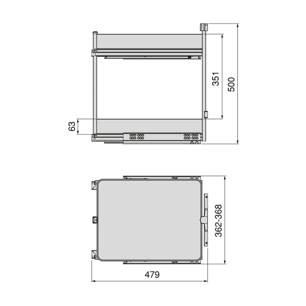 Kosz Cargo 2P Boczne HARMONY Antracyt do szafki 40 Emuca