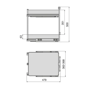 Kosz Cargo 2P Boczne HARMONY Antracyt do szafki 40 Emuca
