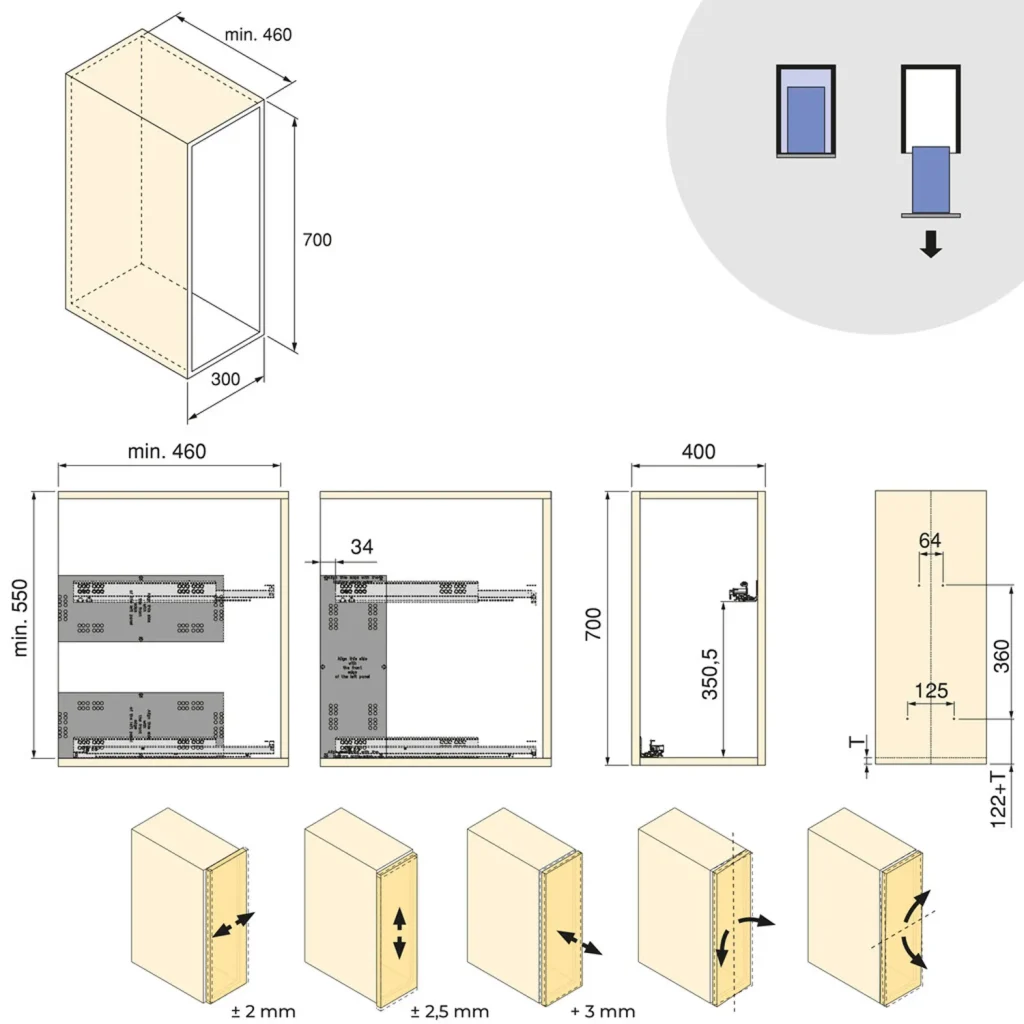 Kosz Cargo 2P Boczne HARMONY Antracyt do szafki 40 Emuca