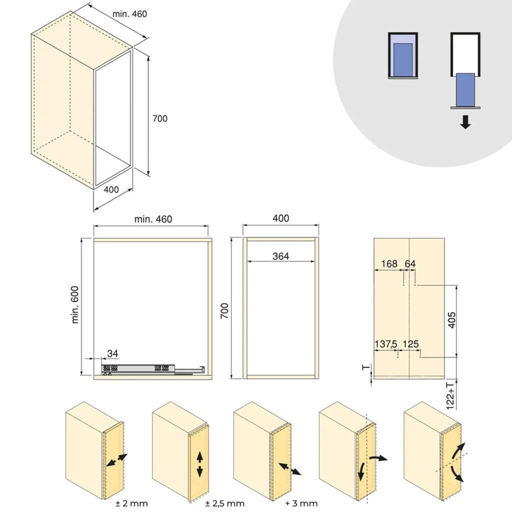 Kosz Cargo Dolne z koszykami HARMONY Antracyt do szafki 40 Emuca
