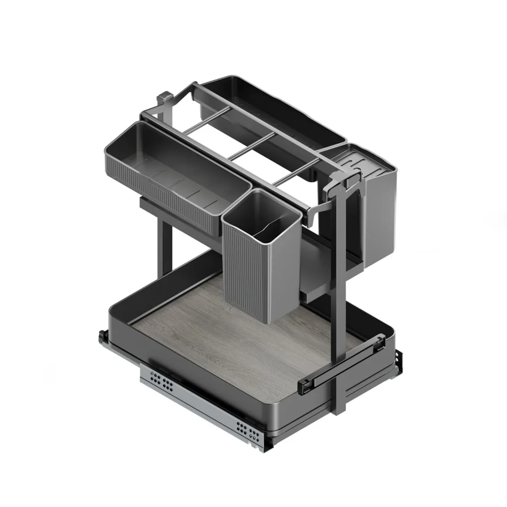 Kosz Cargo Dolne z koszykami HARMONY Antracyt do szafki 40 Emuca