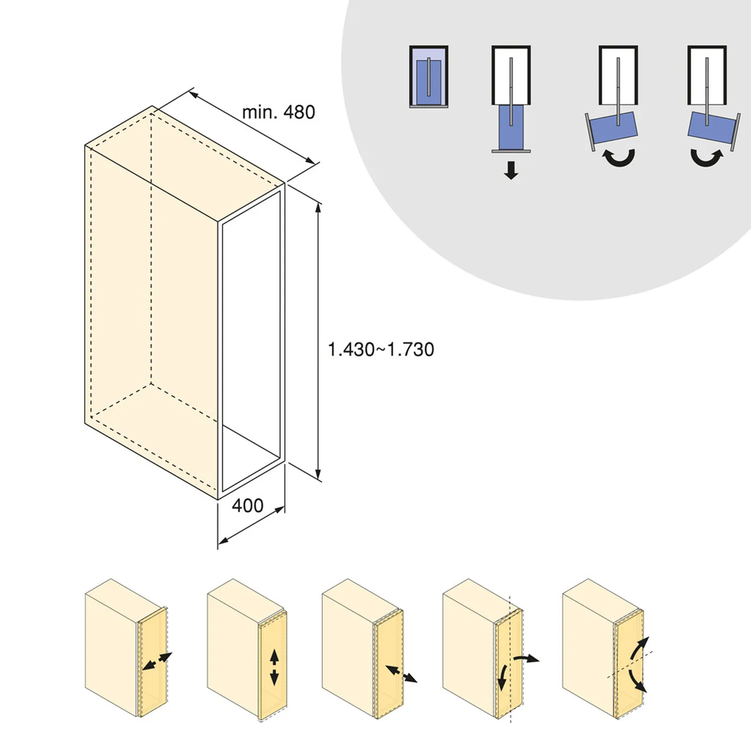 Wysuwany Obrotowy kosz cargo szafka 40CM 5 HARMONY DOMYK 143-173 Antracyt