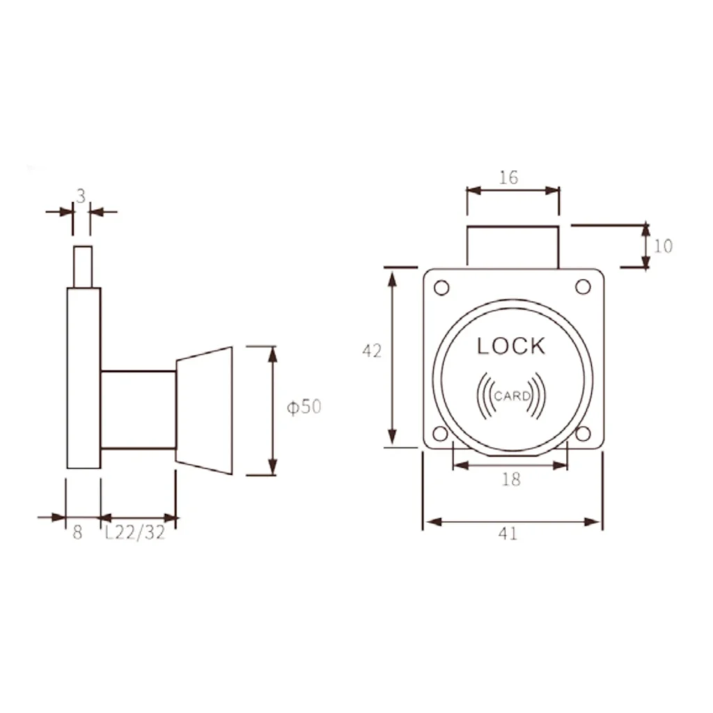 Elektroniczny zamek meblowy kwadratowy na Kartę Dostępu NFC RFID