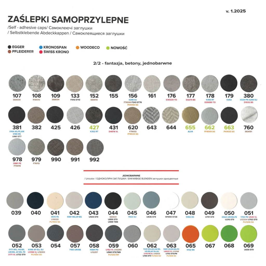 Zaślepki samoprzylepne fi 14mm FOLMAG