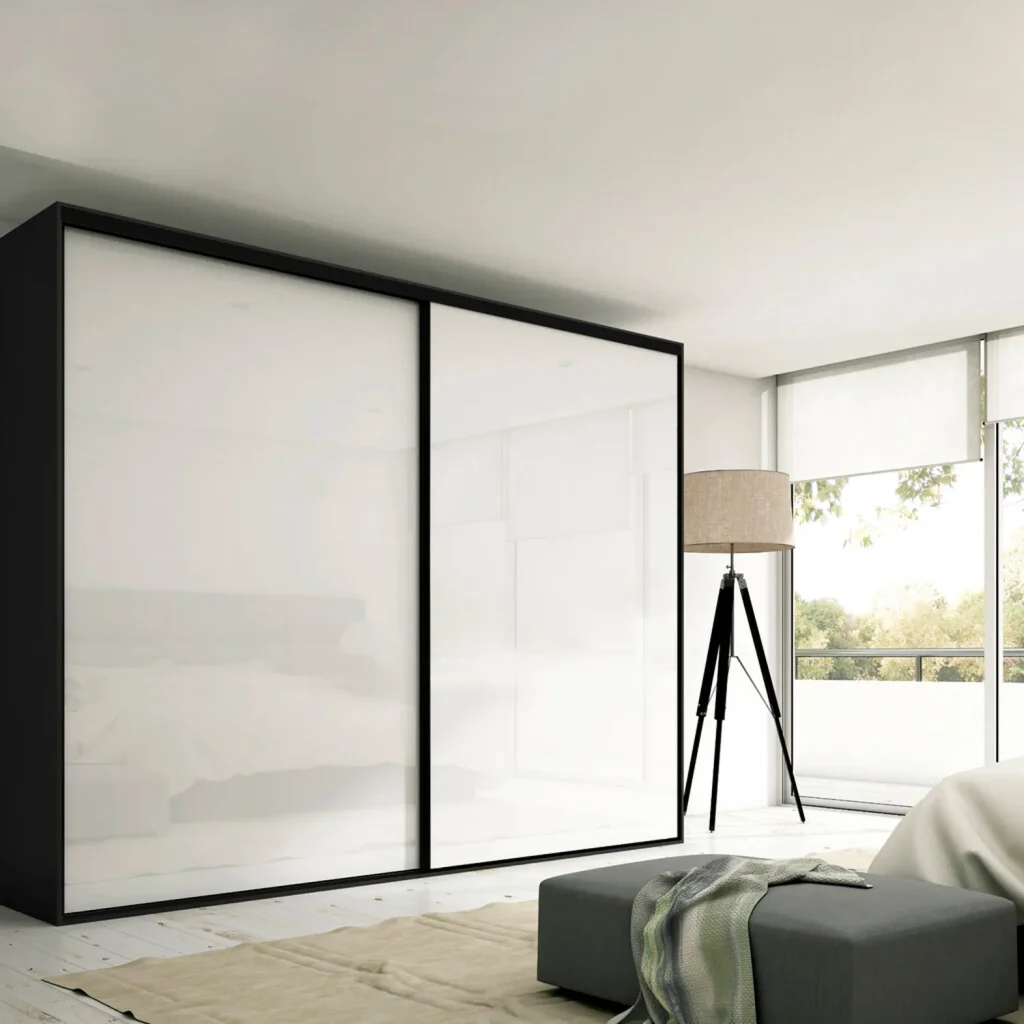 Zestaw Okuć do 2 drzwi przesuwnych Placard 74 Cichy domyk Czarny Emuca