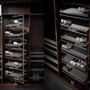 Kosz na buty obrotowy 4 półek SYMPHONY WB-671 antracyt, pełny wysuw, ATM