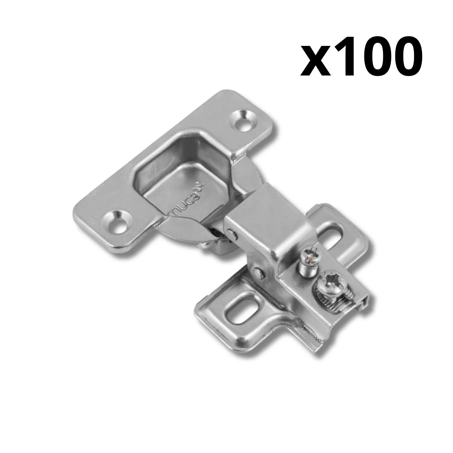 Zawias meblowy nakładany krótki C50 EMUCA + prowadnik ZESTAW 100 SZTUK