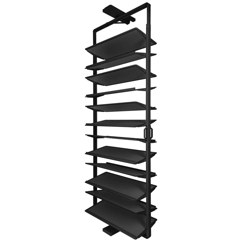 Kosz obrotowy na buty 12 półek 1890-2040 regulowany Cichy Domyk Czarny